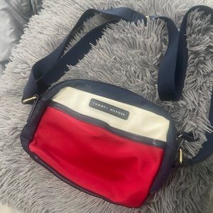 White,red and blue bag with